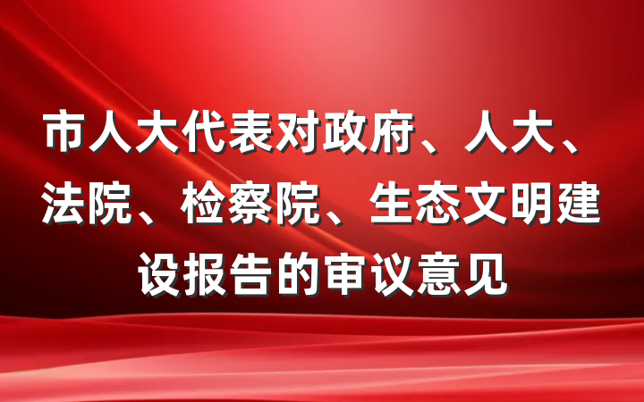 市人大代表对政府、人大、法院、检察院、生态文明建设报告的审议意见