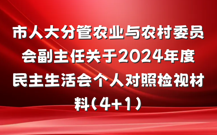 市人大分管农业与农村委员会副主任关于2024年度民主生活会个人对照检视材料（4+1）