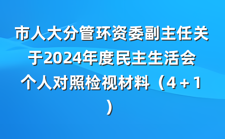 市人大分管环资委副主任关于2024年度民主生活会个人对照检视材料(4+1)