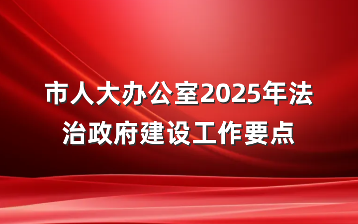 市人大办公室2025年法治政府建设工作要点
