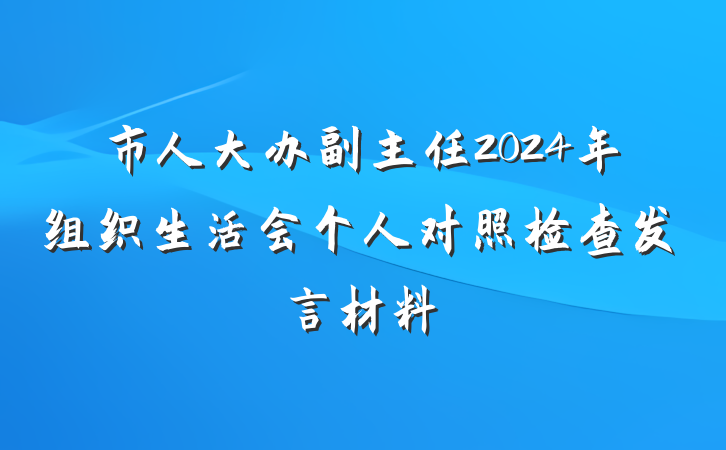 市人大办副主任2024年组织生活会个人对照检查发言材料
