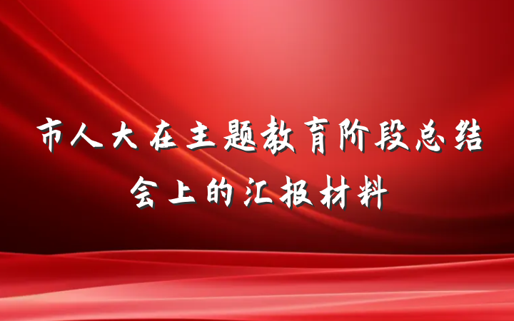 市人大在主题教育阶段总结会上的汇报材料