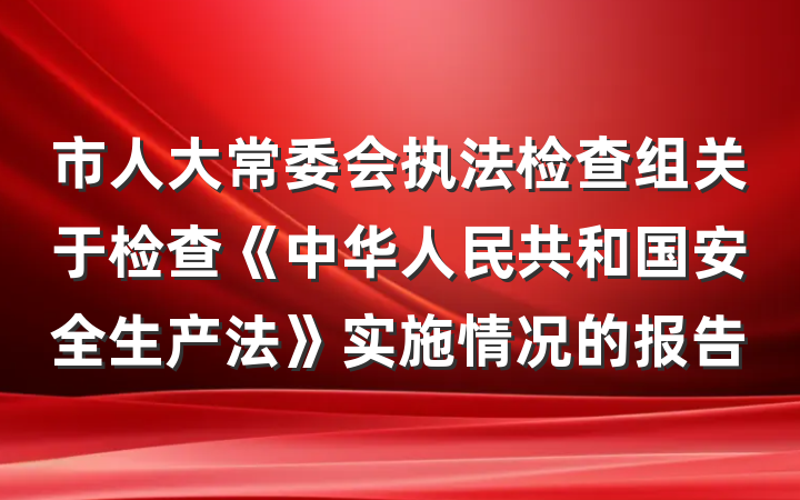 市人大常委会执法检查组关于检查《中华人民共和国安全生产法》实施情况的报告
