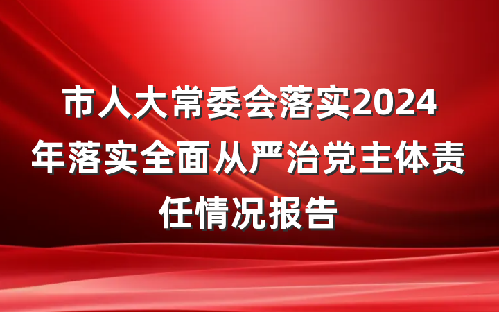 市人大常委会落实2024年落实全面从严治党主体责任情况报告