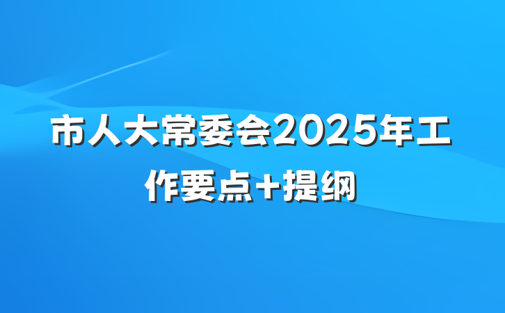 市人大常委会2025年工作要点 提纲