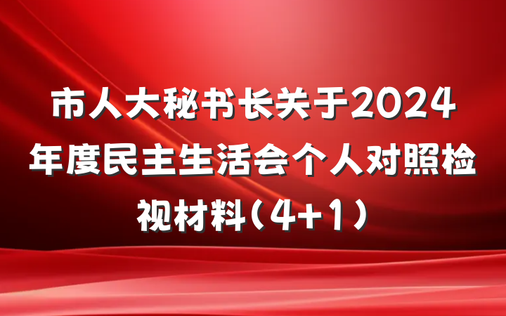 市人大秘书长关于2024年度民主生活会个人对照检视材料（4＋1）