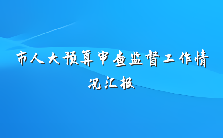 市人大预算审查监督工作情况汇报