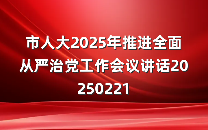 市人大2025年推进全面从严治党工作会议讲话20250221