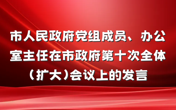 市人民政府党组成员、办公室主任在市政府第十次全体(扩大)会议上的发言