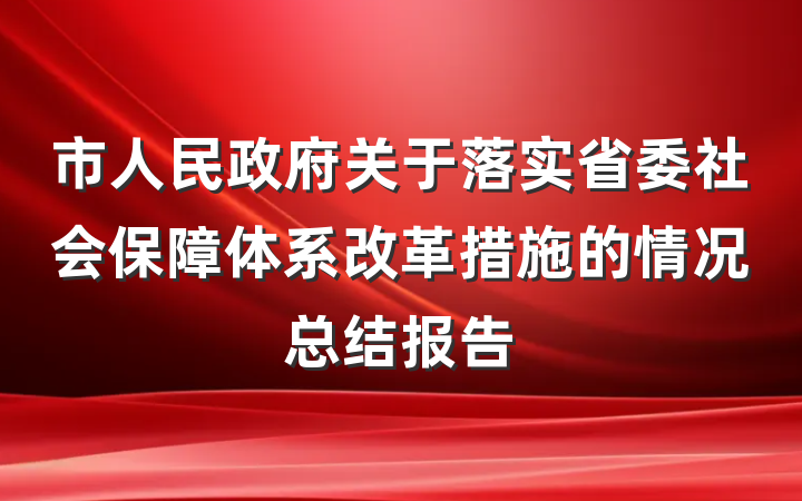 市人民政府关于落实省委社会保障体系改革措施的情况总结报告