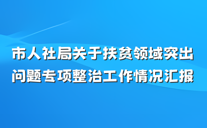 市人社局关于扶贫领域突出问题专项整治工作情况汇报