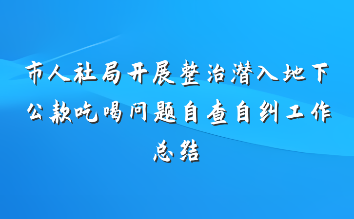 市人社局开展整治潜入地下公款吃喝问题自查自纠工作总结