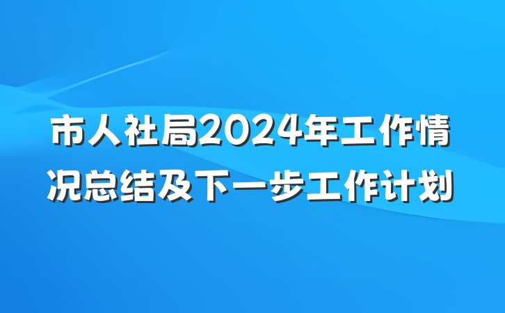 市人社局2024年工作情况总结及下一步工作计划
