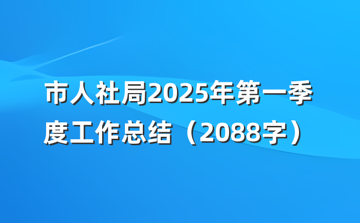 市人社局2025年第一季度工作总结（2088字）