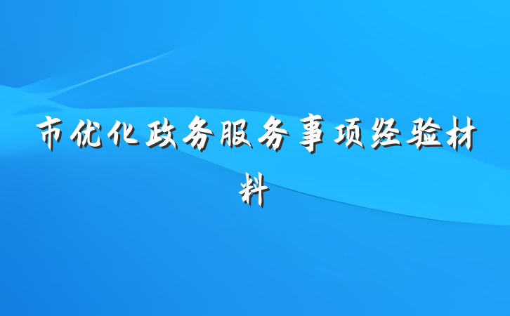 市优化政务服务事项经验材料