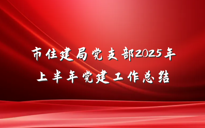 市住建局党支部2025年上半年党建工作总结