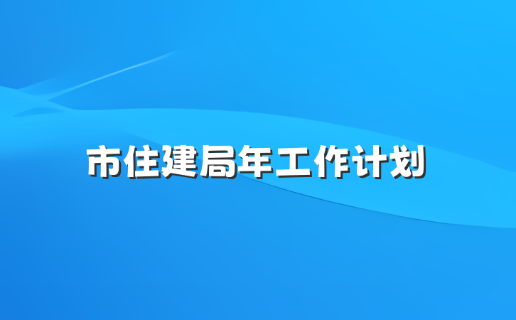 市住建局年工作计划