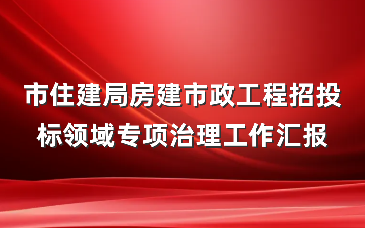 市住建局房建市政工程招投标领域专项治理工作汇报