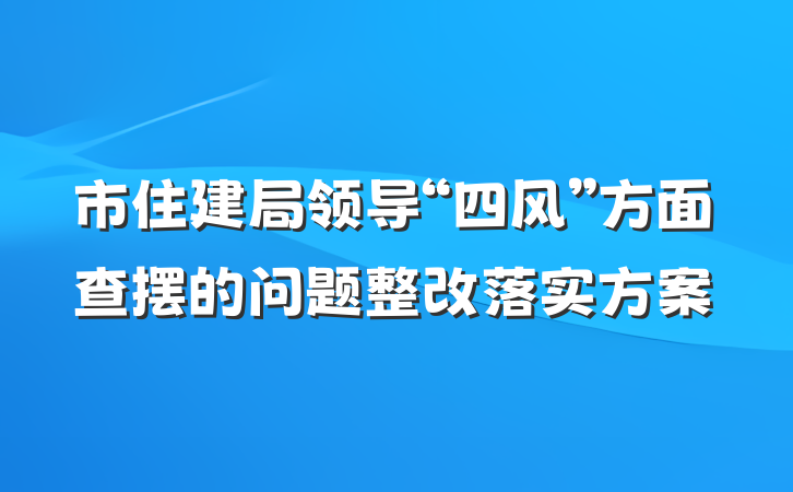 市住建局领导“四风”方面查摆的问题整改落实方案
