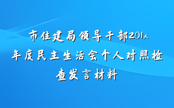 市住建局领导干部201x年度民主生活会个人对照检查发言材料
