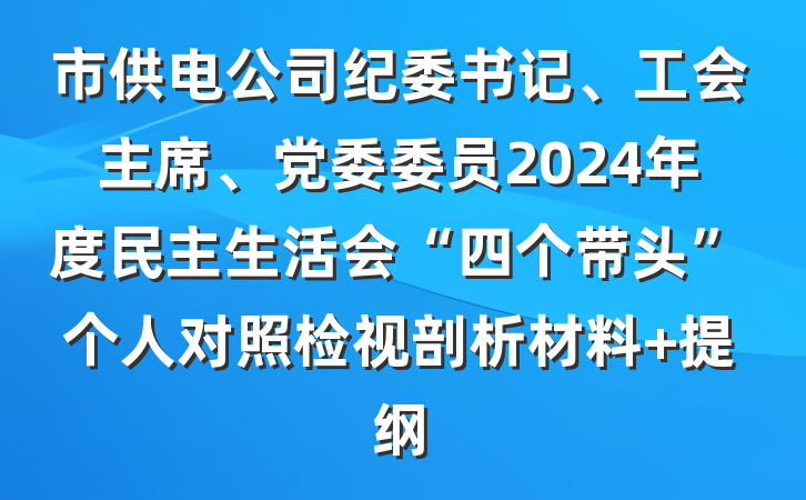 市供电公司纪委书记、工会主席、党委委员2024年度民主生活会“四个带头”个人对照检视剖析材料 提纲