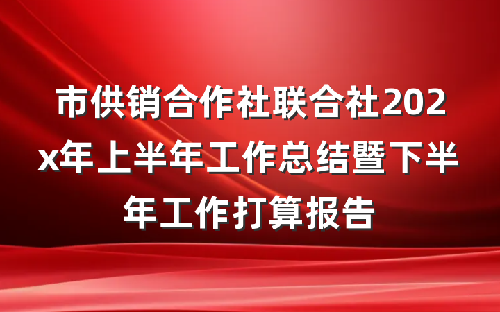 市供销合作社联合社202x年上半年工作总结暨下半年工作打算报告