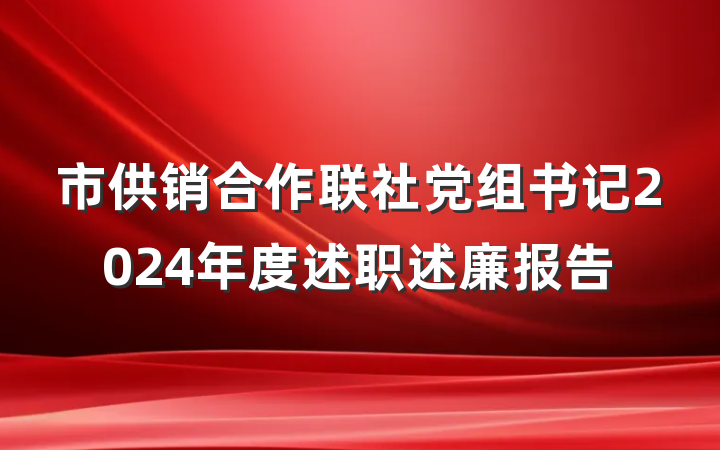 市供销合作联社党组书记2024年度述职述廉报告