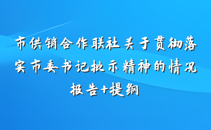 市供销合作联社关于贯彻落实市委书记批示精神的情况报告 提纲