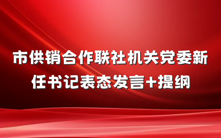 市供销合作联社机关党委新任书记表态发言 提纲