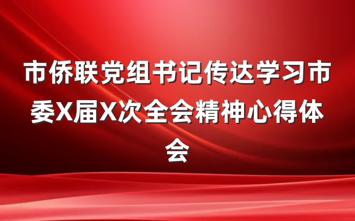 市侨联党组书记传达学习市委X届X次全会精神心得体会