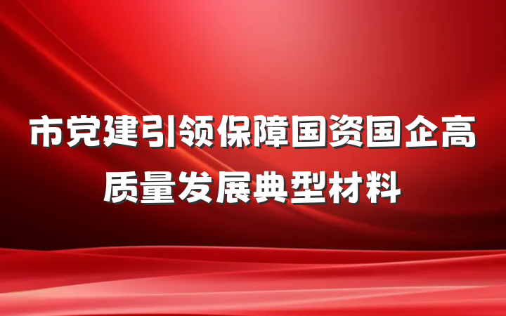 市党建引领保障国资国企高质量发展典型材料