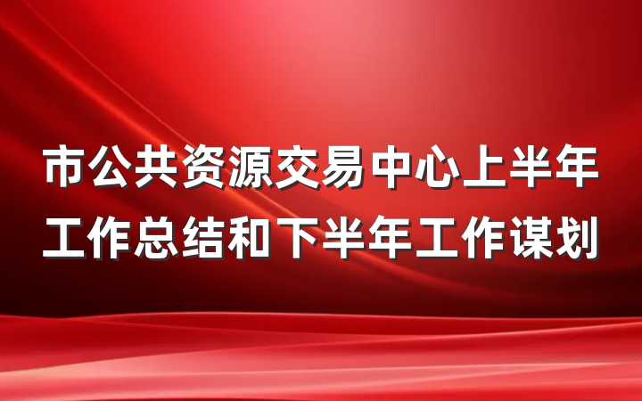 市公共资源交易中心上半年工作总结和下半年工作谋划