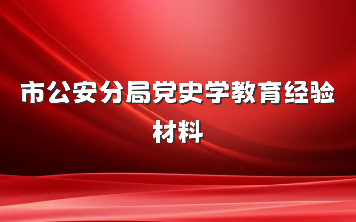市公安分局党史学教育经验材料