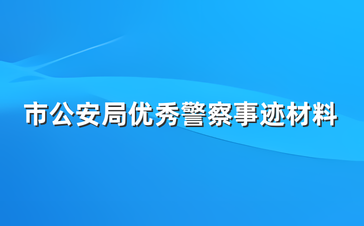 市公安局优秀警察事迹材料