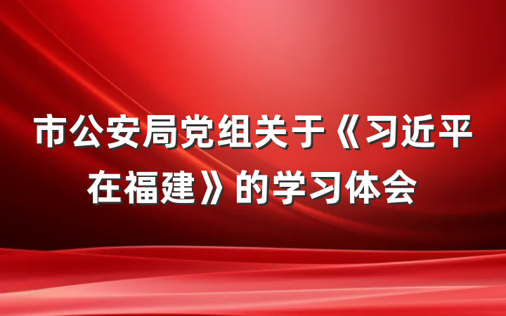 市公安局党组关于《习近平在福建》的学习体会