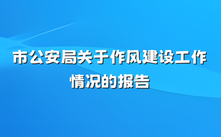 市公安局关于作风建设工作情况的报告