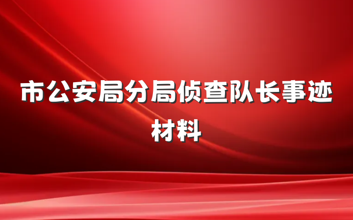 市公安局分局侦查队长事迹材料