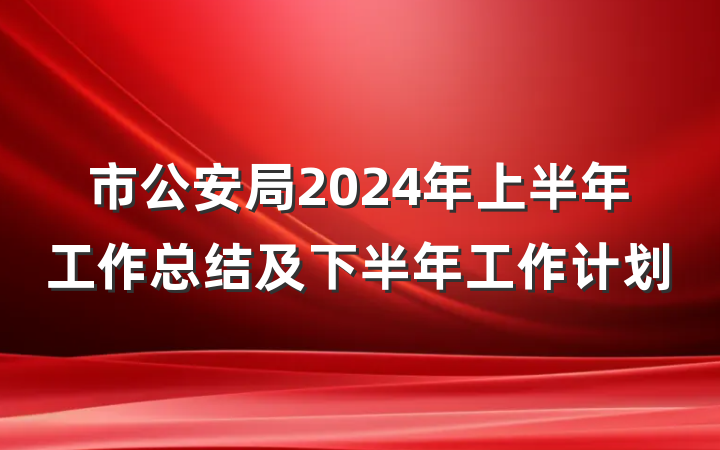 市公安局2024年上半年工作总结及下半年工作计划