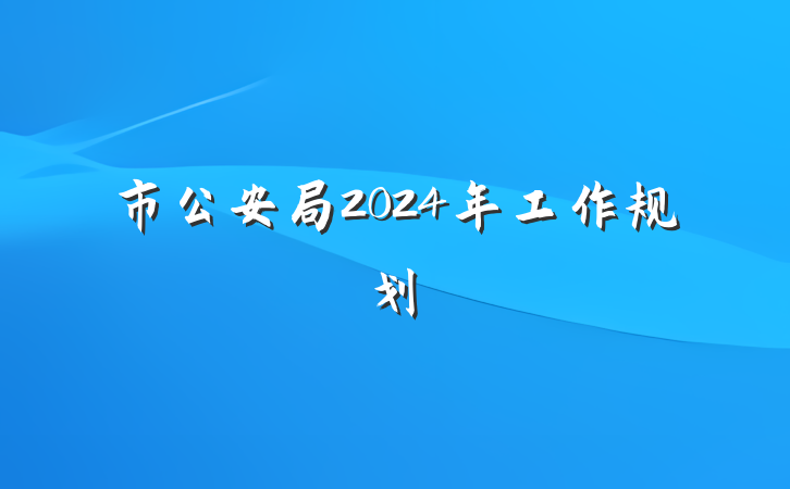 市公安局2024年工作规划