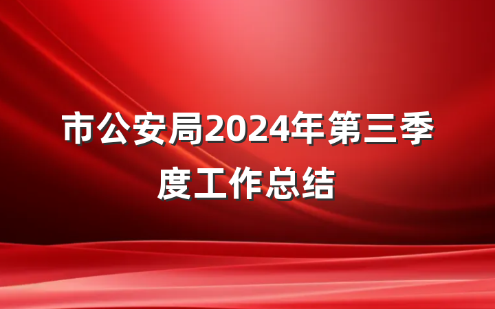 市公安局2024年第三季度工作总结