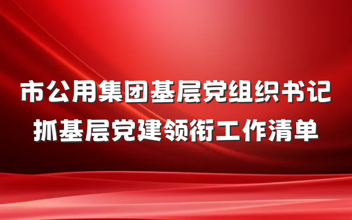 市公用集团基层党组织书记抓基层党建领衔工作清单