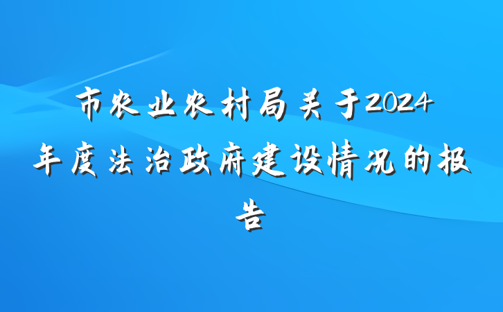 市农业农村局关于2024年度法治政府建设情况的报告