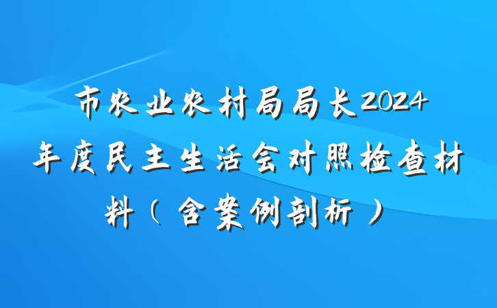 市农业农村局局长2024年度民主生活会对照检查材料（含案例剖析）