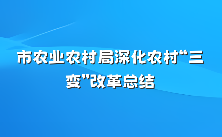市农业农村局深化农村“三变”改革总结