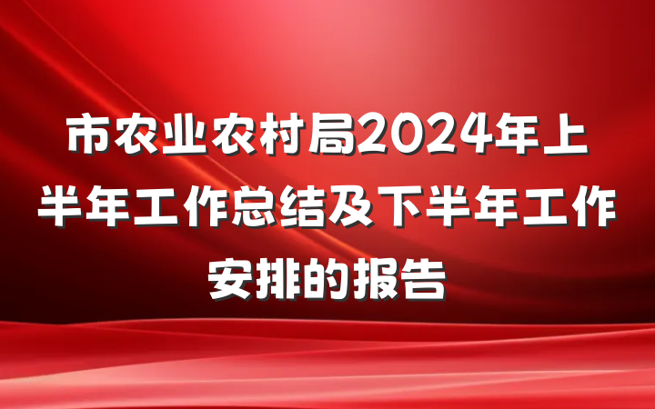 市农业农村局2024年上半年工作总结及下半年工作安排的报告