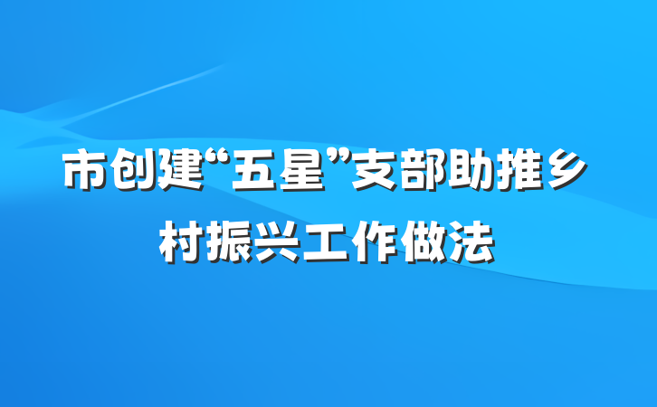 市创建“五星”支部助推乡村振兴工作做法