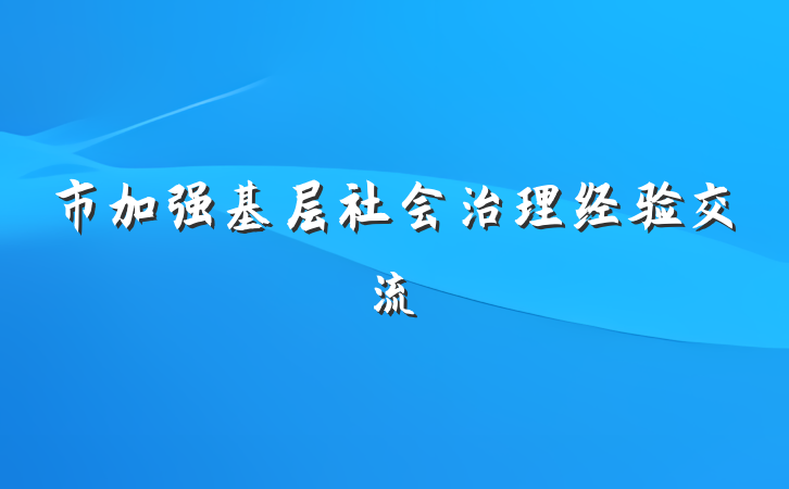 市加强基层社会治理经验交流