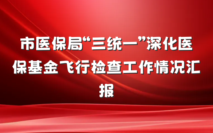 市医保局“三统一”深化医保基金飞行检查工作情况汇报