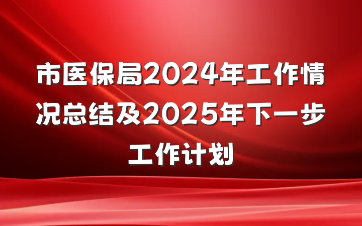 市医保局2024年工作情况总结及2025年下一步工作计划