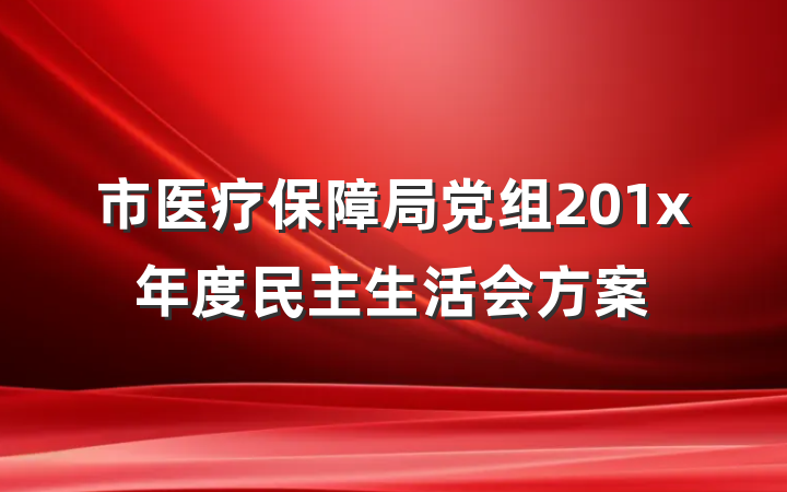 市医疗保障局党组201x年度民主生活会方案